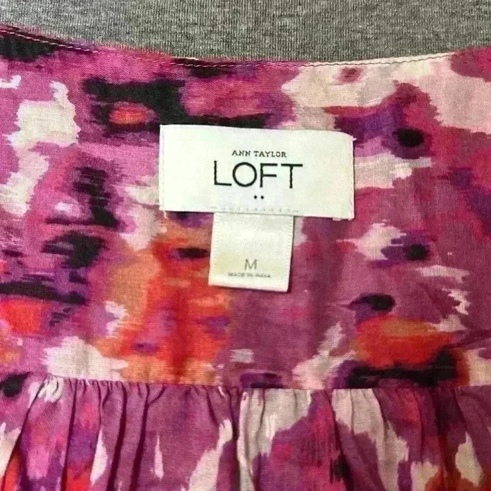 Ann Taylor Loft Sleeveless Tank Purple, Pink & White Women’s Size M 100% Cotton - Picture 4 of 13
